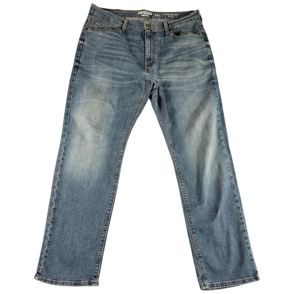 Denizen Levi's 231 Athletic Fit Jeans Mens 36x32 Blue Whiskering Denim Straight